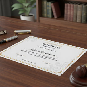 Elegant Certificaat van Waardering Goud Klassiek D Poster