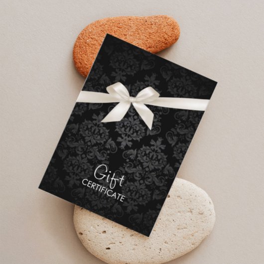 Élégant certificat cadeau Black Damask