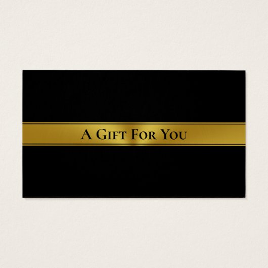 Élégant certificat cadeau Black White & Gold (Dos)