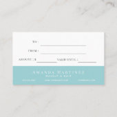 Élégant certificat cadeau d'aquarelle bleu clair (Dos)