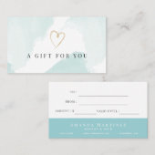 Élégant certificat cadeau d'aquarelle bleu clair (Devant / Derrière)