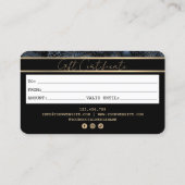 Élégant certificat cadeau de carte de crédit or mo (Dos)