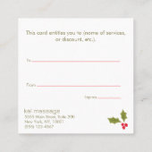 Élégant certificat cadeau de couronne de Noël (Dos)