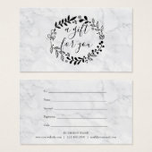 Élégant certificat cadeau de marbre de bois de la  (Devant & derrière)