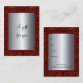 Élégant certificat cadeau de Noël rouge et argent  (Devant / Derrière)