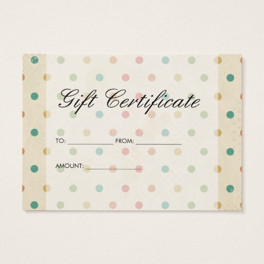 Élégant certificat cadeau Pointe Polka Vintage (Dos)