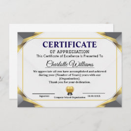Elegant Certificate of Appreciation Award Template Informatiekaartje