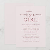 Elégant C'est une fille Baby shower Invitation (Devant / Derrière)