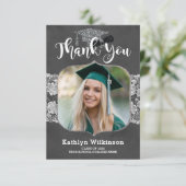 Elegant Chalkboard Lace Foto Afstuderen Hartelijk  Kaart (Staand voorkant)