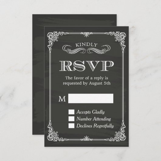 Elegant Chalkboard  Lijst Decor RSVP (Voorkant / Achterkant)