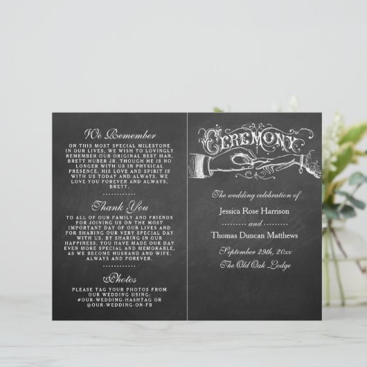 Élégant Chalkboard Mariage programmes de cérémonie (Debout devant)