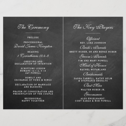 Élégant Chalkboard Mariage programmes de cérémonie (Dos)