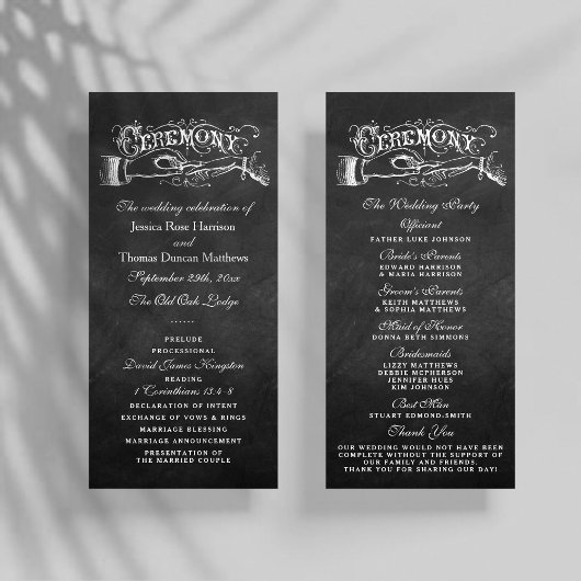 Élégant Chalkboard Mariage programmes de cérémonie