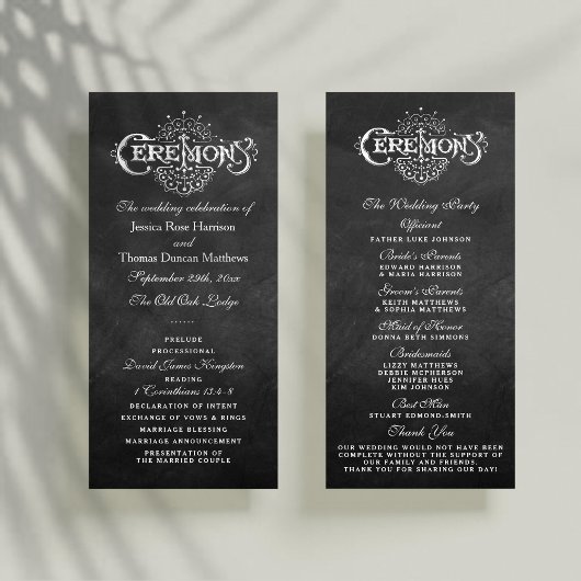 Élégant Chalkboard Mariage programmes de cérémonie