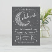 Elegant Chalkboard Moon Celebration Kaart (Staand voorkant)