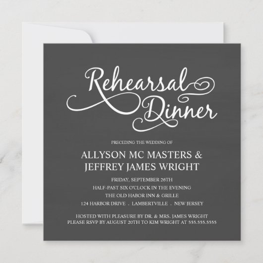 Elegant Chalkboard repetitie Dinner Invitations Kaart (Voorkant)