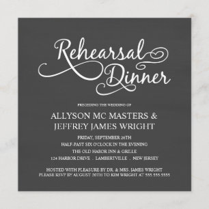 Elegant Chalkboard repetitie Dinner Invitations Kaart