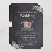 Elegant Chalkboard Style  Roos Wedding Kaart (Voorkant / Achterkant)