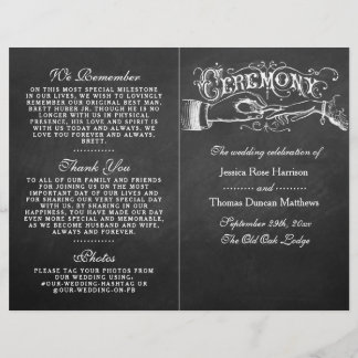 Elegant Chalkboard Wedding Ceremony Programma's