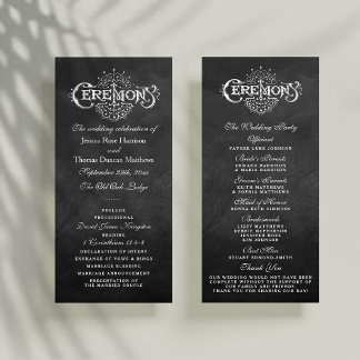 Elegant Chalkboard Wedding Ceremony Programma's