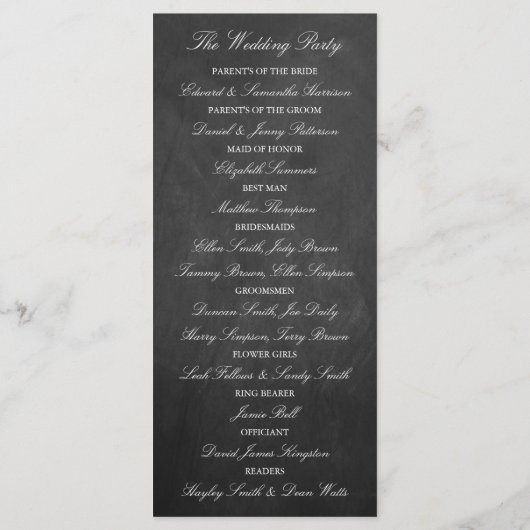 Élégant Chalkboard Wedding Programme Modèle (Dos)