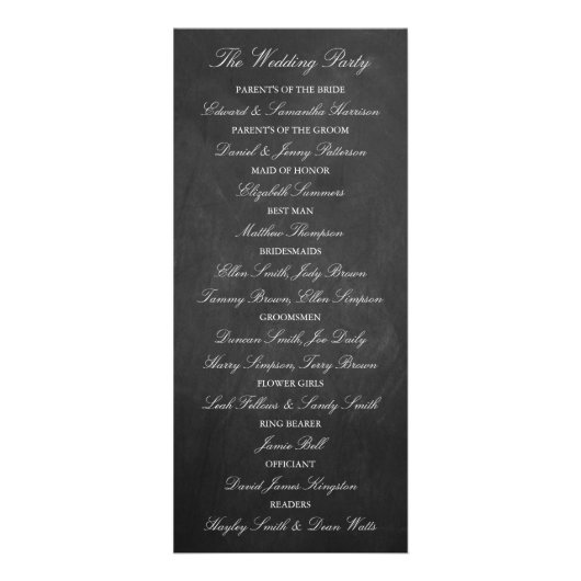 Élégant Chalkboard Wedding Programme Modèle (Dos)
