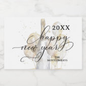 Elegant Champagne and Balloons Happy New Year Mini Sparkling Wijnetiket (Enkel label)