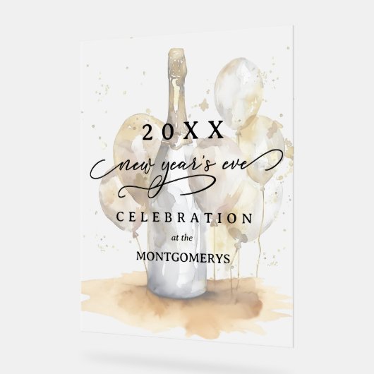 Elegant Champagne and Balloons New Year's Eve Acryl Bord (Hoek)