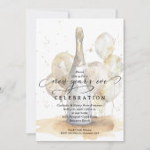 Elegant Champagne and Balloons New Year's Eve Kaart (Voorkant)