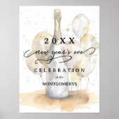 Elegant Champagne and Balloons New Year's Eve Poster (Voorkant)