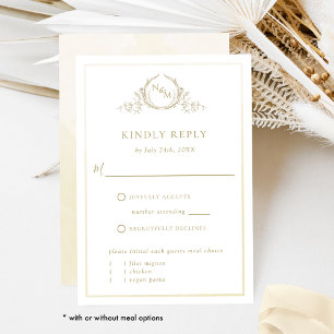 Elegant Champagne Cream Monogram, Waterverf RSVP Kaartje