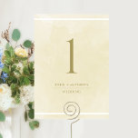 Elégant Champagne Crème Aquarelle Numéro de table<br><div class="desc">Aidez vos invités à trouver leur table avec cet élégant numéro de table d'aquarelle couleur crème champagne. Cartes recto verso. Champagne exquis, crème, ivoire et teintes dorées d'aquarelle et de couleur arrière - plan et dorée. REMARQUE : s'il vous plaît passer une commande individuelle pour chaque numéro de table dont...</div>