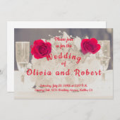 Elegant champagne en rode rozen kaart (Voorkant / Achterkant)