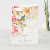 Elégant Champagne & Faire-part Fiançailles Rose (Devant)