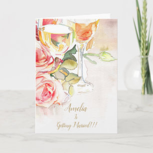 Elégant Champagne & Faire-part Fiançailles Rose