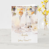 Elégant Champagne & Faire-part Fiançailles Rose (Fleur jaune)