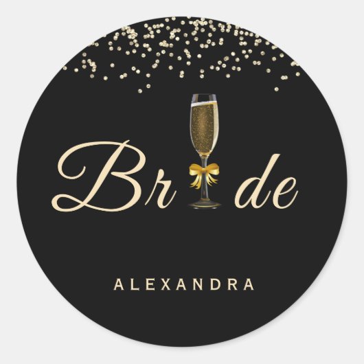 Elegant Champagne Glass Bride Sticker (Voorkant)