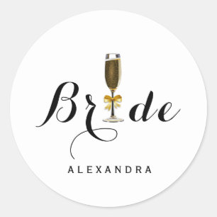 Elegant Champagne Glass Bride Sticker