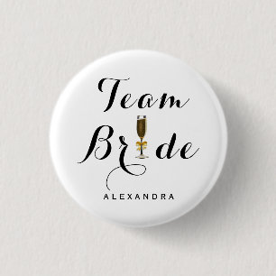 Elegant Champagne Glass Team Bride Ronde Button 3,2 Cm