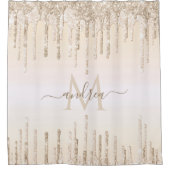 Elegant Champagne Glitter Driving Monogram & Naam Douchegordijn (Voorkant)