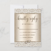 Elegant Champagne Glitter Monogram Weddenschap RSVP Kaartje (Voorkant)