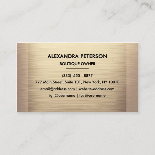 Élégant Champagne Gold Carte de visite à deux tons (Dos)