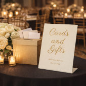 Elegant Champagne Gold Guest Book Reception Sign Reclamebord Met Voetstuk