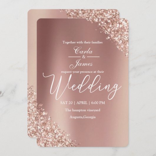 elegant champagne Gold Luxe bruiloft Kaart (Voorkant / Achterkant)