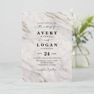 Elegant Champagne Gold Metallic marmer Wedding Kaart