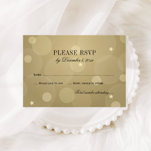 Elegant Champagne Goud en Zwart RSVP Kaartje