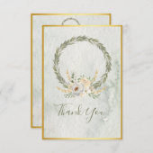Elegant Champagne Ivory Floral Script Bedankkaart (Voorkant / Achterkant)