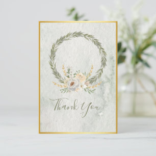 Elegant Champagne Ivory Floral Script Bedankkaart