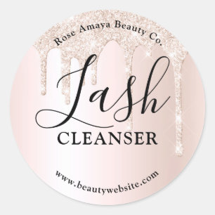 Elegant Champagne Lash Shampoo Glitter Drippings Ronde Sticker