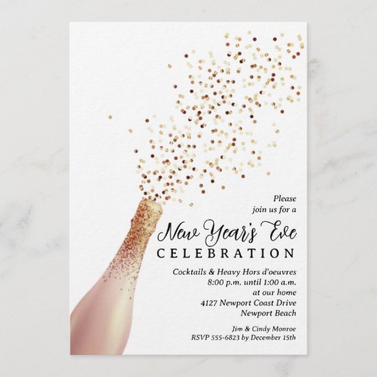 Elegant Champagne New Year's Eve Kaart (Voorkant)